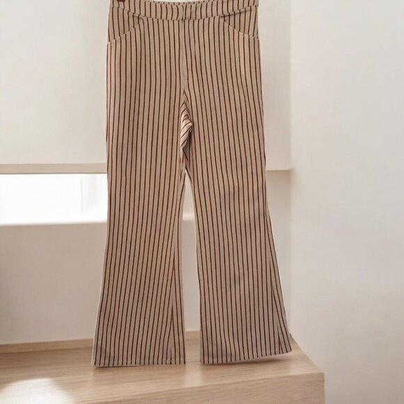 Anthropologie Kelli Striped Wide-Leg Cotton Pant Cream Sz 32 - Picture 2 of 8